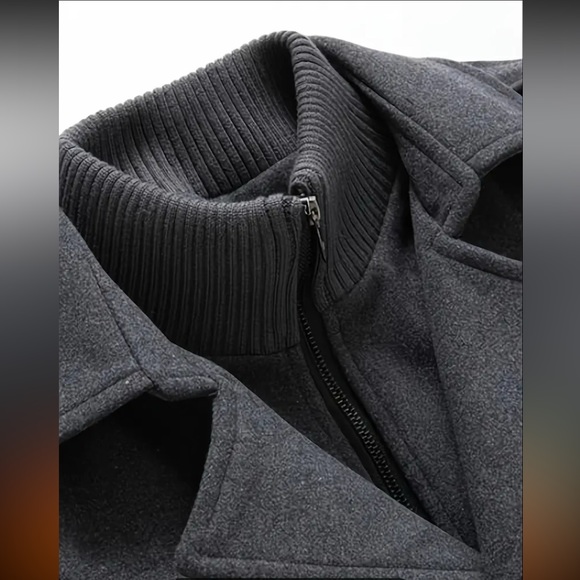 Men's Business Woolen Coat Fashion Double Collar XL - Picture 3 of 6